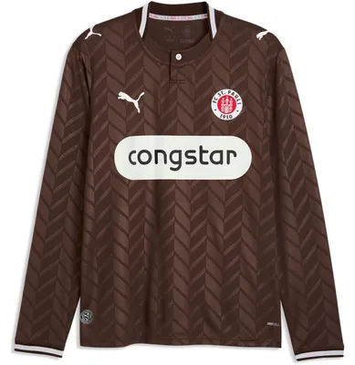 Produktbild von FC St. Pauli Heimtrikot Langarm 26/27 Puma, Offizieller Fanartikel, Braunes Trikot mit Allover-Print, 100% Recyceltes Polyester