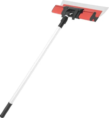 Produktbild von Trockenbau Spachtelset - Skimming-Werkzeug - Verstellbare Teleskopstange 87–156 cm - 3 Klingen 35/60/80 cm - Klingendicke 0,4 mm - Aufbewahrungsbox - Silber/Rot