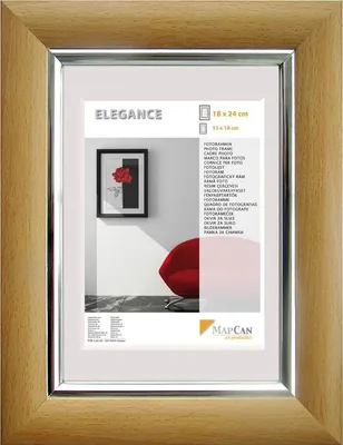 Produktbild von Kunststoff Bilderrahmen Elegance buche-metallic-silber, 18 x 24 cm