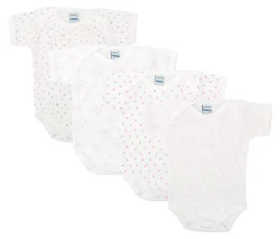 Immagine prodotto di BABIDU | Confezione da 4 body per neonati a maniche corte – 100% cotone, morbidi e traspiranti – Colori uniti