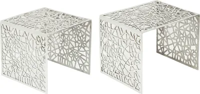 Produktbild von Stylischer Couchtisch ABSTRACT 2er Set silber im Gap Design Wohnzimmertisch Modern Satztische Tische