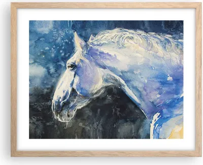 Produktbild von Gerahmtes Poster - Rahmen in heller Eiche - Pferd Aquarell Porträt - 50x40 cm - Wand Bild - Wanddeko - Wandbilder - Wandposter - Bilderrahmen - Bilder - Kunstdruck - Wandbild - P2NAA50x40-4272