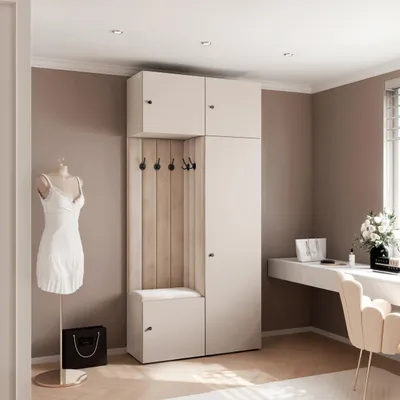 Produktbild von Garderobe ARIA 10 112 cm Kaschmir Gepolstert Kaschmir Soft-Close Knopfgriffe Schwarz