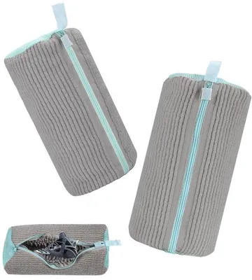 Immagine prodotto di Sacchetti per lavare le scarpe in peluche, grigi, riutilizzabili, 2 pezzi