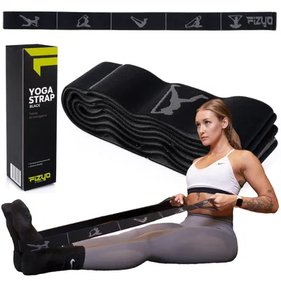 Obrázok produktu pre FIZYO Popruh na Jogu s 10 Očkami – Elastická Páska na Naťahovanie Nôh, Fitness, Pilates, Tanec, Gymnastiku, Rehabilitáciu, Tréningový Pás (čierny)