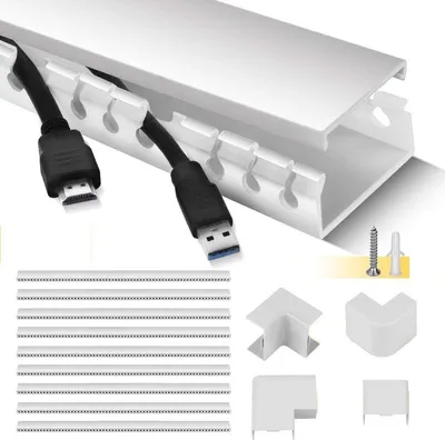 Produktbild von Selbstklebende Kabelhalter PVC 39x4x2 cm - 35 m - Kabelmanagement für TV-Installation - Wand und Decke - Innen Büro - Weiß.