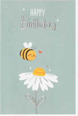 Produktbild von Geburtstag Karte mit Umschlag, unverpackt, Biene Blume Happy Birthday