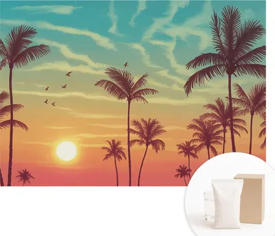 Obrázek produktu pro Samolepicí fototapeta – nástěnné obrazy do obývacího pokoje – 208 x 146 cm – dekorativní fólie na stěny – moderní design pro výzdobu stěn – tapety do interiérů – tropická krajina