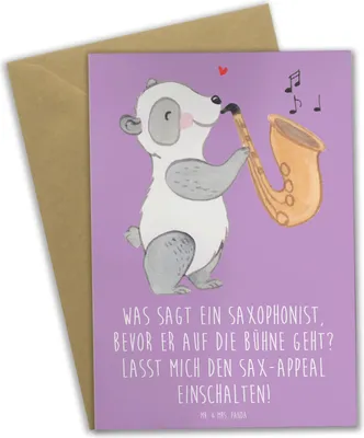Produktbild von Mr. & Mrs. Panda Glückwunschkarte Magischer Saxophon-Charme - Lavendeltraum - Geschenk, Instrument, Saxophon, Grußkarten, Humor, einladungskarten, Musik, Blues, Bühne