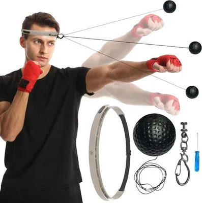 Produktbild von Famanu Trainingsball Reflexball - Verstellbare Kopfband - 6 cm - Schwarz