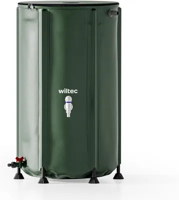 Productafbeelding van Opvouwbare regenton 250 l met decksel, regenvat van 620 g/m² PVC, regenwatertank met tapkraan, watercontainer met ABS-schakelaar