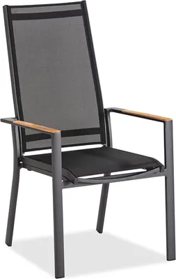 Produktbild von Gartenstuhl Paloso Flex 60x73 cm Stoff Schwarz Armlehnen Teak Gestell Anthrazit