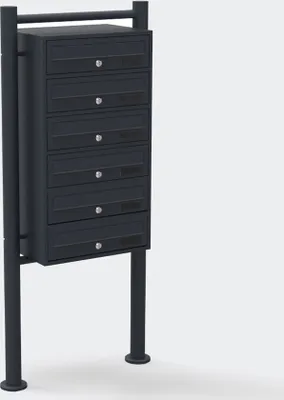 Image de Bc-elec - HPB1X6-GS Boîte aux lettres sur pieds anthracite pour 6 appartements