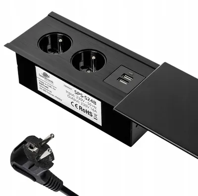 Produktbild von Spacetronik SPS-S24B COMPACT Einbau-Tischsteckdose versenkbar USB-A