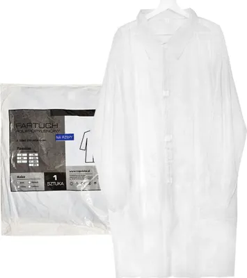 Produktbild von Einwegschürze weiß XXXL mit Klettverschluss (22 g Vliesstoff) 1 Stück.