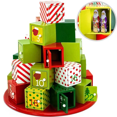Produktbild von Adventskalender Befüllbarer Adventskalender Holz - 24 Türchen - 27 x 30,5 cm - Wiederverwendbar