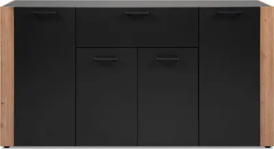 Image de CALICOSY - Buffet 4 portes 1 tiroirReproduction anthracite et chêne L162 cm LUMA