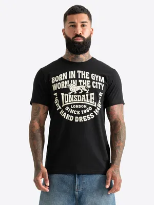 Produktbild von Herren T-Shirt normale Passform CRICKLEWOOD Black/Sand S Lonsdale