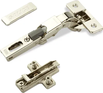 Produktbild von 2 x Salice Universalscharniere 110° Bohrbild T45 mit Dämpfer für abgerundete, überfälzte und profilierte Türen mit Kreuz-Montageplatte Höhe 3 mm Exzenterverstellung, Scharnierarmabdeckung