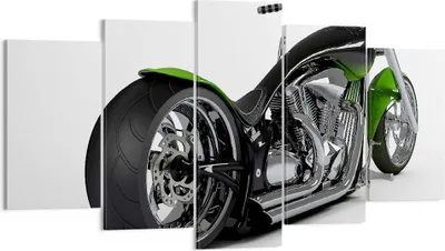 Produktbild von Bild auf Leinwand - Leinwandbild - Motorrad Chrom Schlauch Reise - 160x85cm - Wand Bild - Wanddeko - Leinwanddruck - Bilder - Kunstdruck - Wanddekoration - Leinwand bilder - Wandkunst - EA160x85-1548