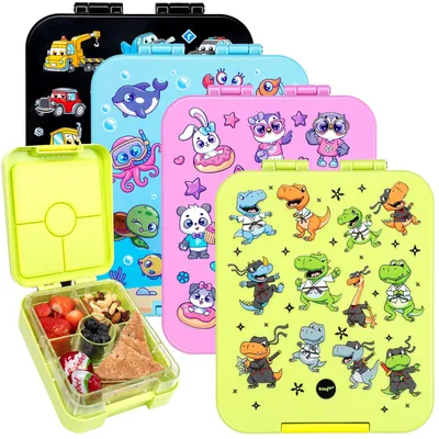 Imagen del producto de Lonchera tipo bento, 650 ml, con 4 compartimentos, a prueba de fugas, sin BPA, para niños