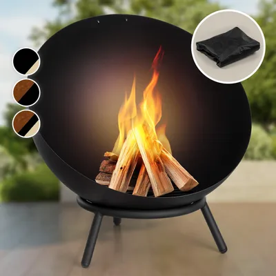 Image de Blumfeldt Brasero Exterieur pour le Jardin, Brasero Plancha Portable avec Grille de BBQ, Pare-Etincelles et Bol en Acier, Brasero Barbecue avec Foyer pour le Camping, Brûleur à Bois, 66 x 66 cm