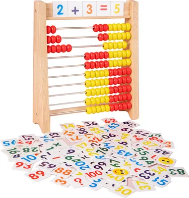 Produktbild von Baby-Abakusständer aus Holz, Arithmetik, Mathematik, 100 Perlen, pädagogisches Zählspielzeug