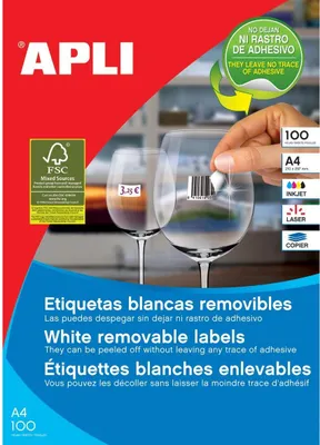 Produktbild von Apli – ablösbare weiße Etiketten, 48,5 x 25,4 mm (B x H), 4.400 Stück, 44 pro Blatt (3054)