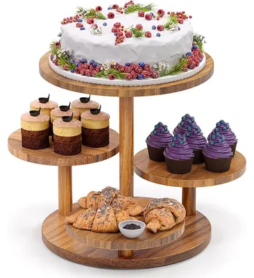4-stöckige Holz-Etagere für Cupcakes, Kuchen und Desserts