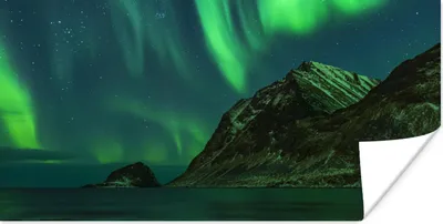 Produktbild von MuchoWow® Poster Nordlichter - Sternenhimmel - Norwegen 40x20 cm - Poster für die Wand - Poster Schlafzimmer