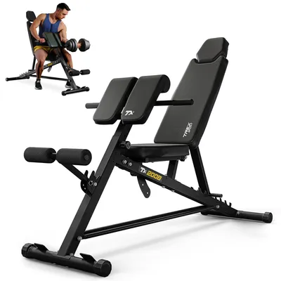 Produktbild von TREX SPORT Multifunktions Hantelbank TX-200B | Trainingsbank mit 7-fach verstellbarer Rückenlehne, Curlpult & Beinstrecker, bis 250 kg