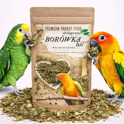 Zdjęcie produktu dla Premium Parrot Food - Ekologiczna Borówka Liść - dla wszystkich papug 50g
