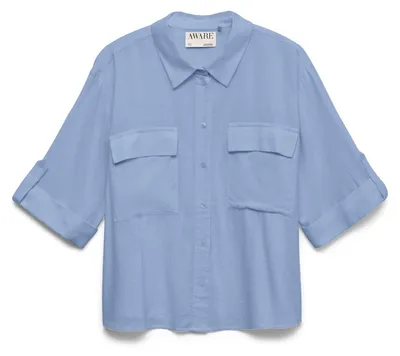 Productafbeelding van Vero Moda AWRYDER shirt, overhemd, volwassenen, dames, blauw, blauw / Brunnera Blue, effen