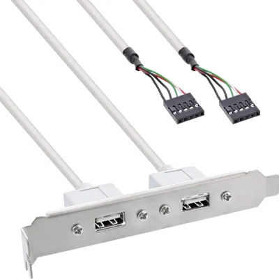Produktbild von InLine® Slotblech USB 2.0, 2x USB Buchse auf 2x 5pol Pfostenverbinder, 0,3m