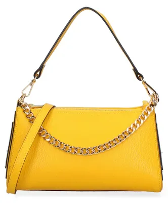 Produktbild von Lux Damenhandtasche aus echtem Leder mit goldener Kette und verstellbarem Schulterriemen