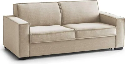 Produktbild von Festes Sofa Dauder, 2-Sitzer-Sofa, 100%  Italy, Wohnzimmersofa aus Stoff, mit schmalen Armlehnen, Cm 160x95h90, Beige