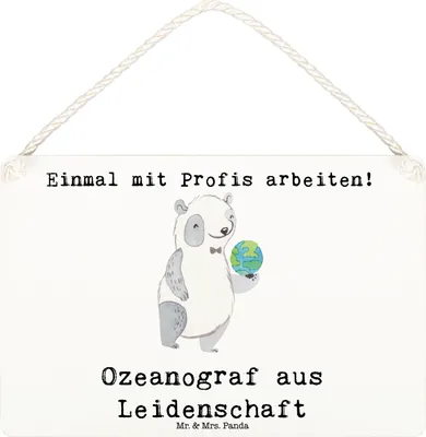 Produktbild von Mr. & Mrs. Panda Schild Ozeanograf Leidenschaft DIN A6 - Weiß - Geschenk, Spruch, Lustig, Studium, Holzschild, Naturwissenschaftler, wandtafel, kleine aufmerksamkeit