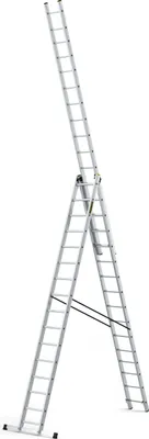 Obrázok produktu pre Drabest | Rebrík - Schodiskový rebrík 3x16 stupňov, skladací rebrík - Nosnosť 150 kg - Hliníkový rebrík, schodiskový rebrík, protišmykové nožičky