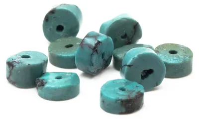 Produktbild von Vintageparts Heishi-Perlen Türkis Naturstein 6 mm, 10 Stück
