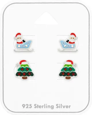 Produktbild von Weihnachtsohrringe für Kinder: Set aus 2 Paar Ohrsteckern