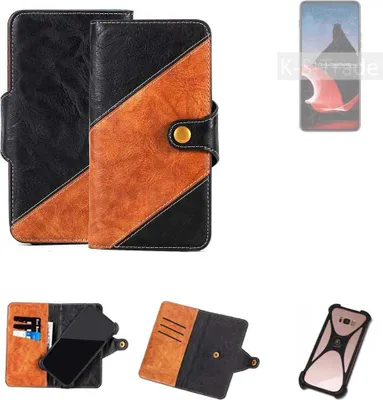 Produktbild von K-S-Trade Handyhülle Schutzhülle Bookstyle Case Wallet-Case kompatibel mit Motorola ThinkPhone Handy Cover Bumper Klapphülle schwarz hellbraun 1x