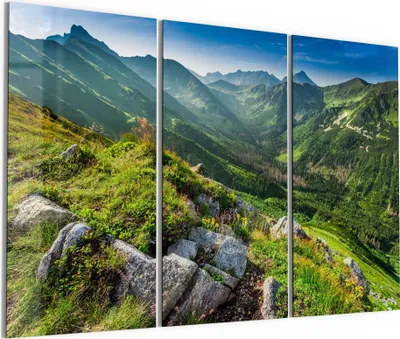 Produktbild von DEQORI Glasbild Echtglas 3x50x100 cm 'Blick über Hohe Tatra' Wandbilder XXL groß
