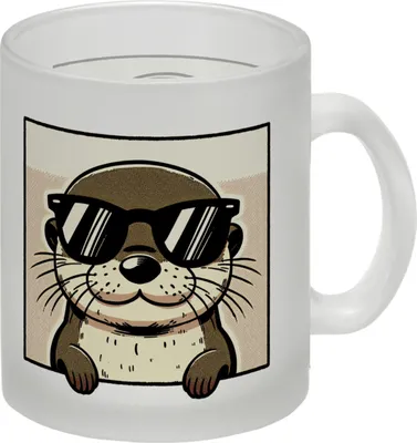 Produktbild von Retro Otter mit Sonnenbrille Glas Tasse