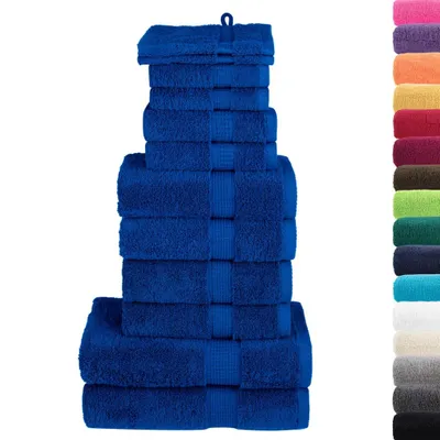 Image de vidaXL Set de 12 serviettes premium SOLUND bleu 600 g/m