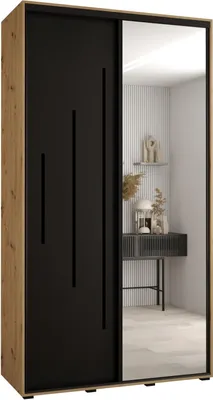 Produktbild von MEBLE KRYSPOL Cannes 13 Schrank mit 2 Schiebetüren - 205,2x130x45 cm - Artisan Schwarz Schwarz