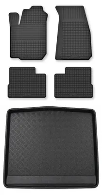 Productafbeelding van Rubberen automatten + kofferbakmat voor Fiat Tipo II vanaf 2015 (hatchback) – 5-delig, zwart, op maat – Wielganizator Semi-Universal