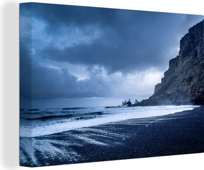 Obrázek produktu pro OneMillionCanvasses® - Výtisky na plátně - 140x90 cm, Island - Mraky - Pobřeží, umělecké výzdoby stěn tiskem na zeď
