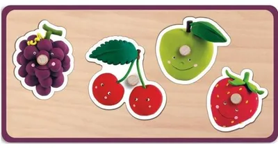 Image de Puzzle en bois quadrifruits - 4 pieces - janod - puzzle a encastrer - puzzle avec boutons