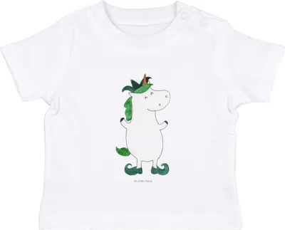 Produktbild von Mr. & Mrs. Panda  T-Shirt Einhorn Joker 12. - 18. Monat - Weiß - Geschenk, Baby Top, Babyshirt, Mittelalter, Unicorn, Einhörner, Baumwollshirt, Kasper, Hofnarr, Kinder