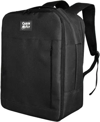 Zdjęcie produktu dla Czarny plecak w rozmiarze bagażu podręcznego, o wymiarach 40x30x20 cm, pojemności 24 litry, z przegrodą na laptopa